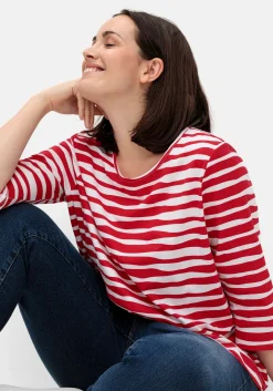 Shirt mit welligen Streifen und 3/4-Ärmeln