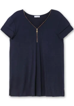 Shirt mit Zipper am V-Ausschnitt