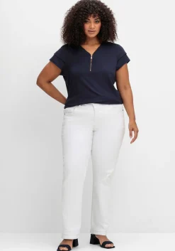 Shirt mit Zipper am V-Ausschnitt