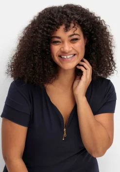 Shirt mit Zipper am V-Ausschnitt