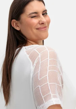 Shirt mit Zipper und Ärmeln aus Spitze