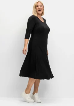 Shirtkleid aus Rippqualität, mit 3/4-Ärmeln
