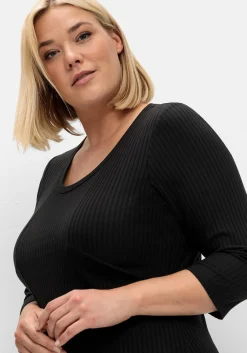 Shirtkleid aus Rippqualität, mit 3/4-Ärmeln