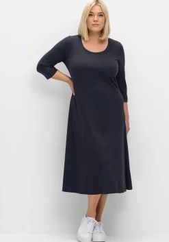 Shirtkleid aus Rippqualität, mit 3/4-Ärmeln