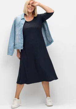 Shirtkleid aus Rippqualität, mit 3/4-Ärmeln