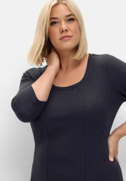 Shirtkleid aus Rippqualität, mit 3/4-Ärmeln