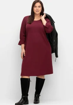 Shirtkleid mit gerafften 3/4-Ärmeln