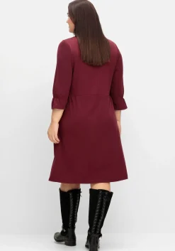 Shirtkleid mit gerafften 3/4-Ärmeln