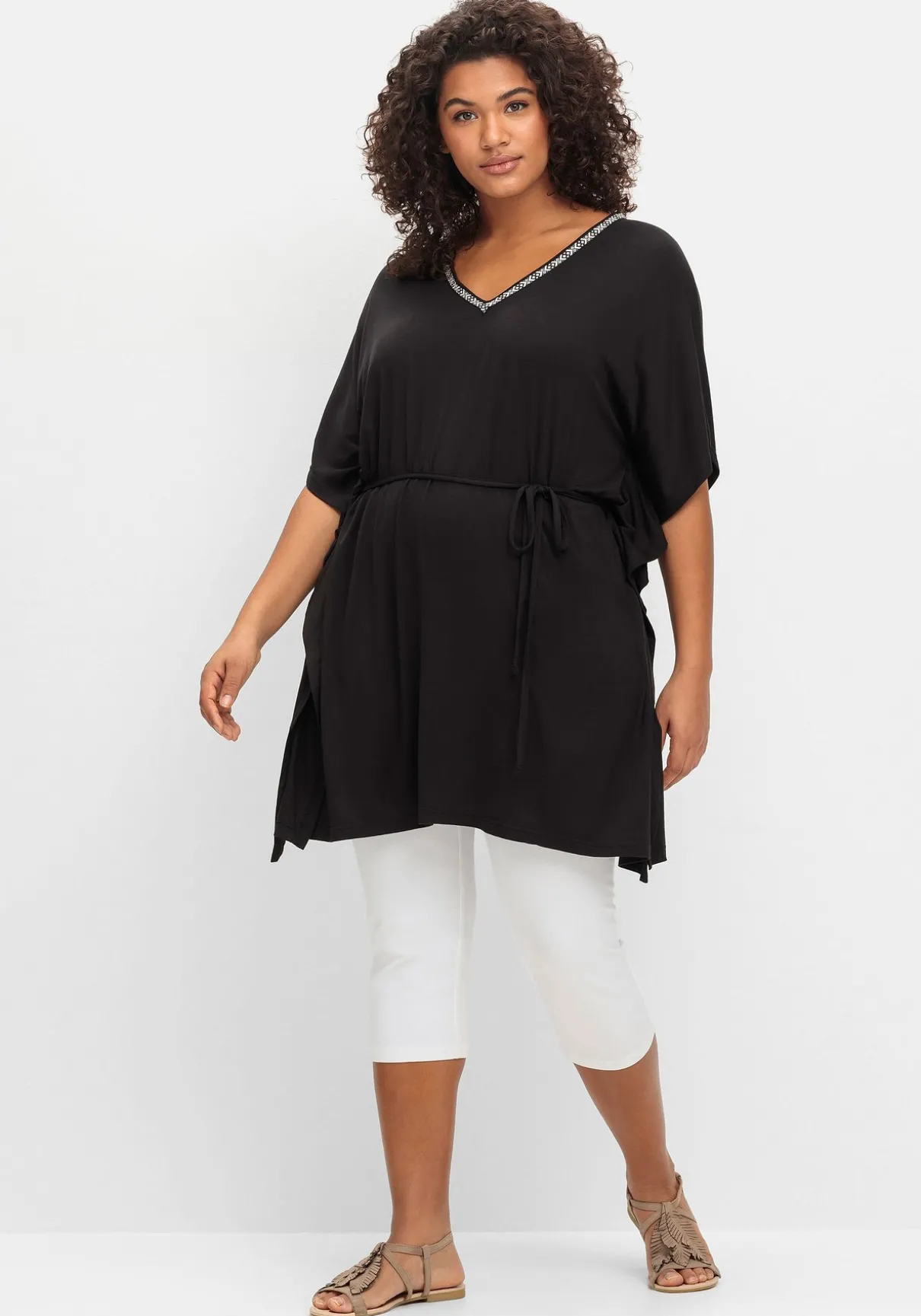 Shirttunika mit Taillen-Bindeband