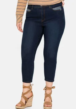 Skinny Jeans in 7/8-Länge, mit Stickerei vorn