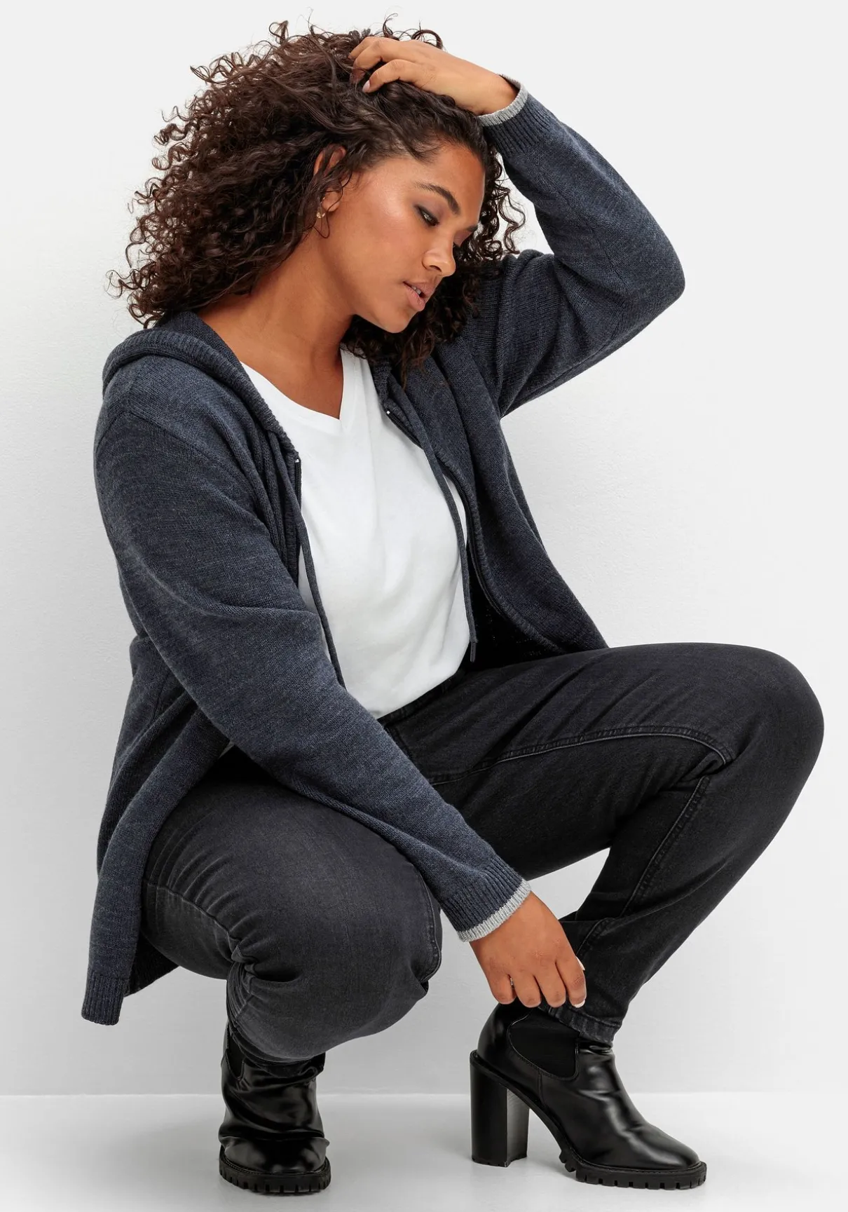 Skinny Thermojeans mit Schlupfbund, innen angeraut