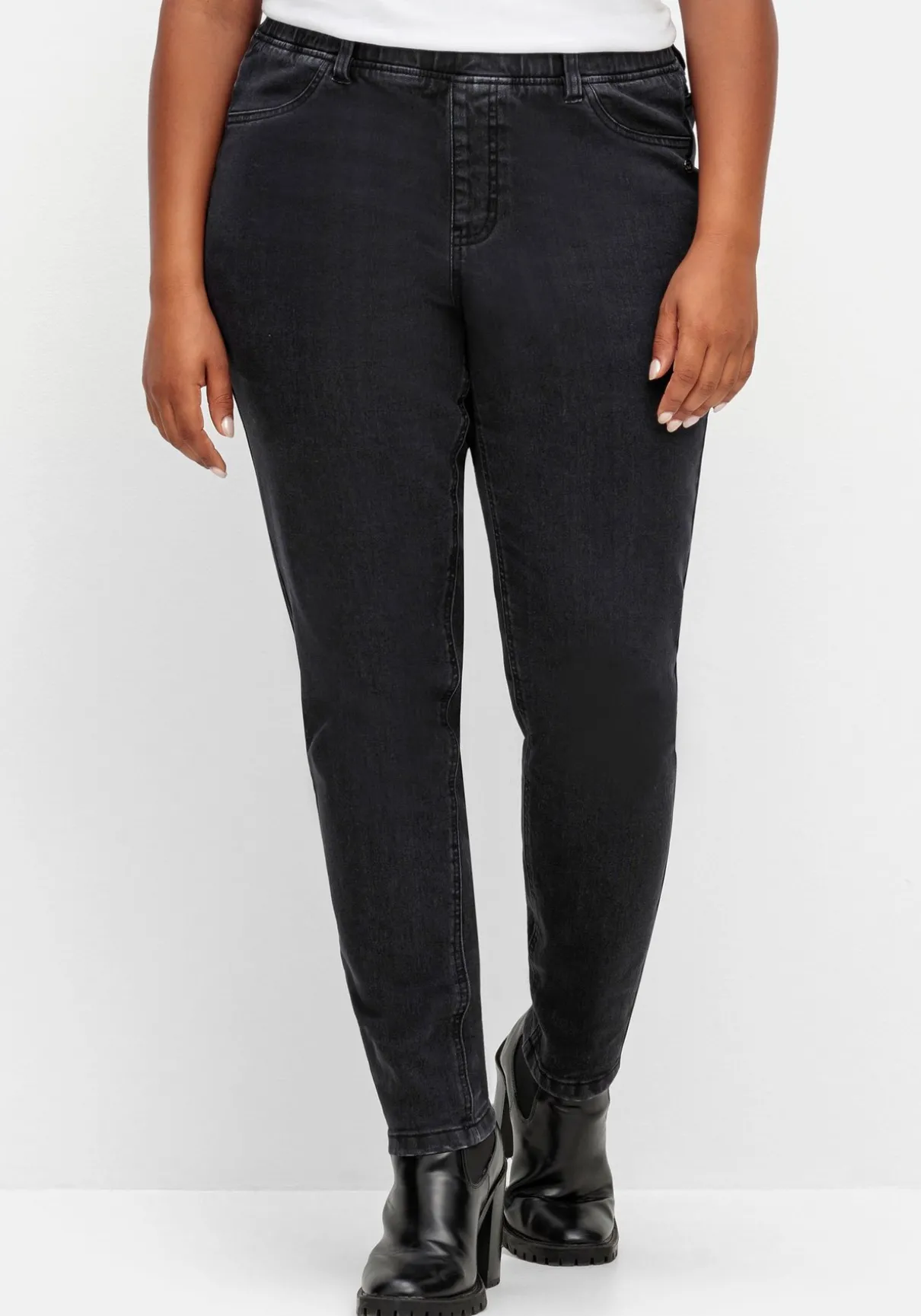 Skinny Thermojeans mit Schlupfbund, innen angeraut