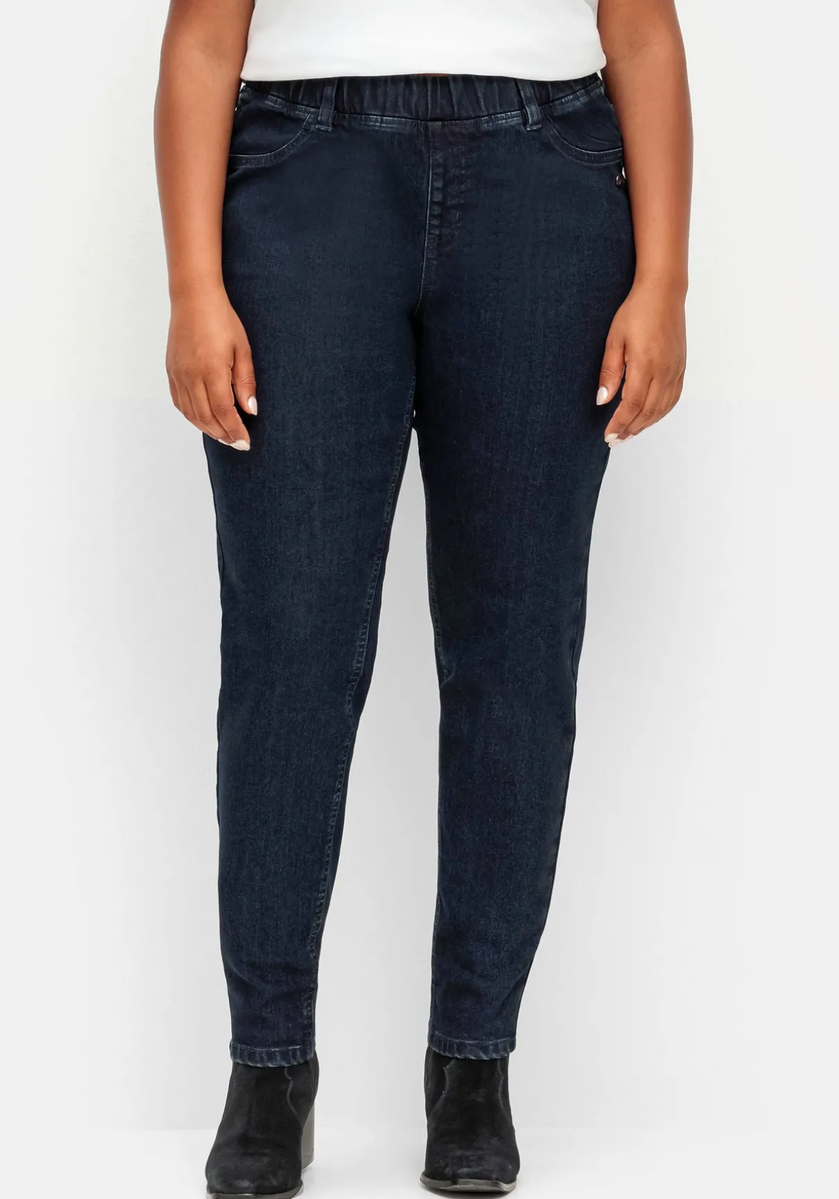 Skinny Thermojeans mit Schlupfbund, innen angeraut