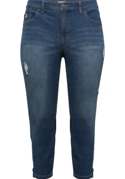 Slim Fit Jeans in 7/8-Länge mit Destroyed-Effekten