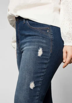 Slim Fit Jeans in 7/8-Länge mit Destroyed-Effekten