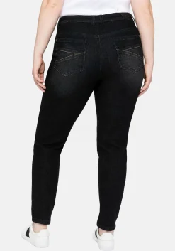 Slim Jeans mit vorverlegter Teilungsnaht