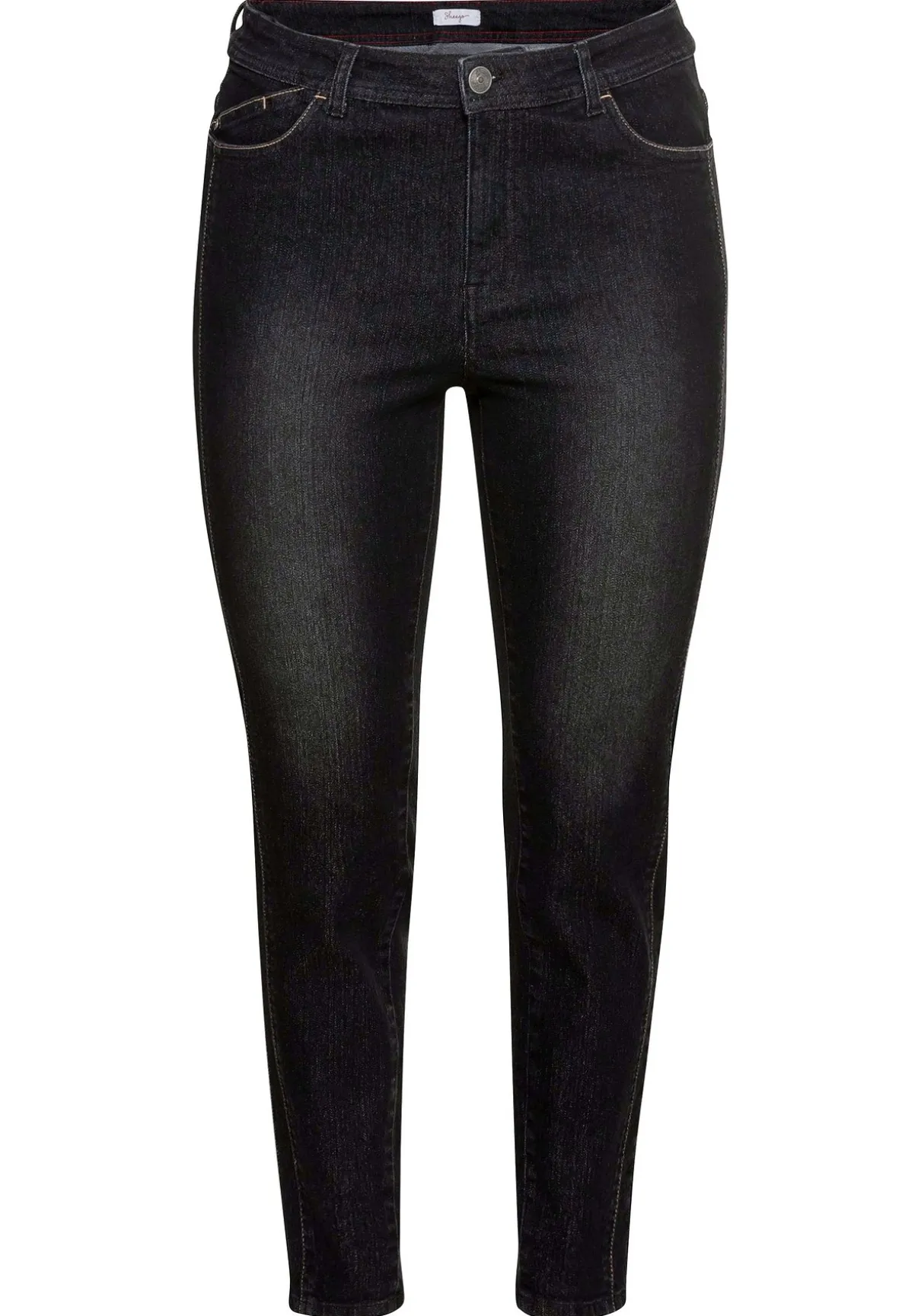 Slim Jeans mit vorverlegter Teilungsnaht