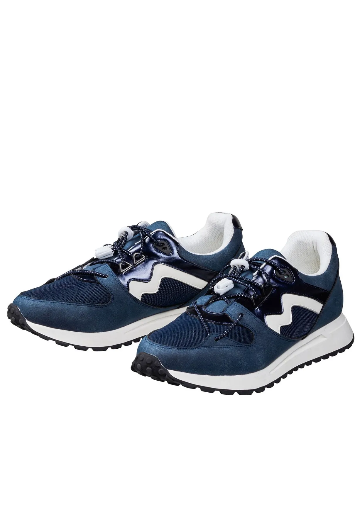 Sneaker mit Details in Glanz- und Veloursoptik