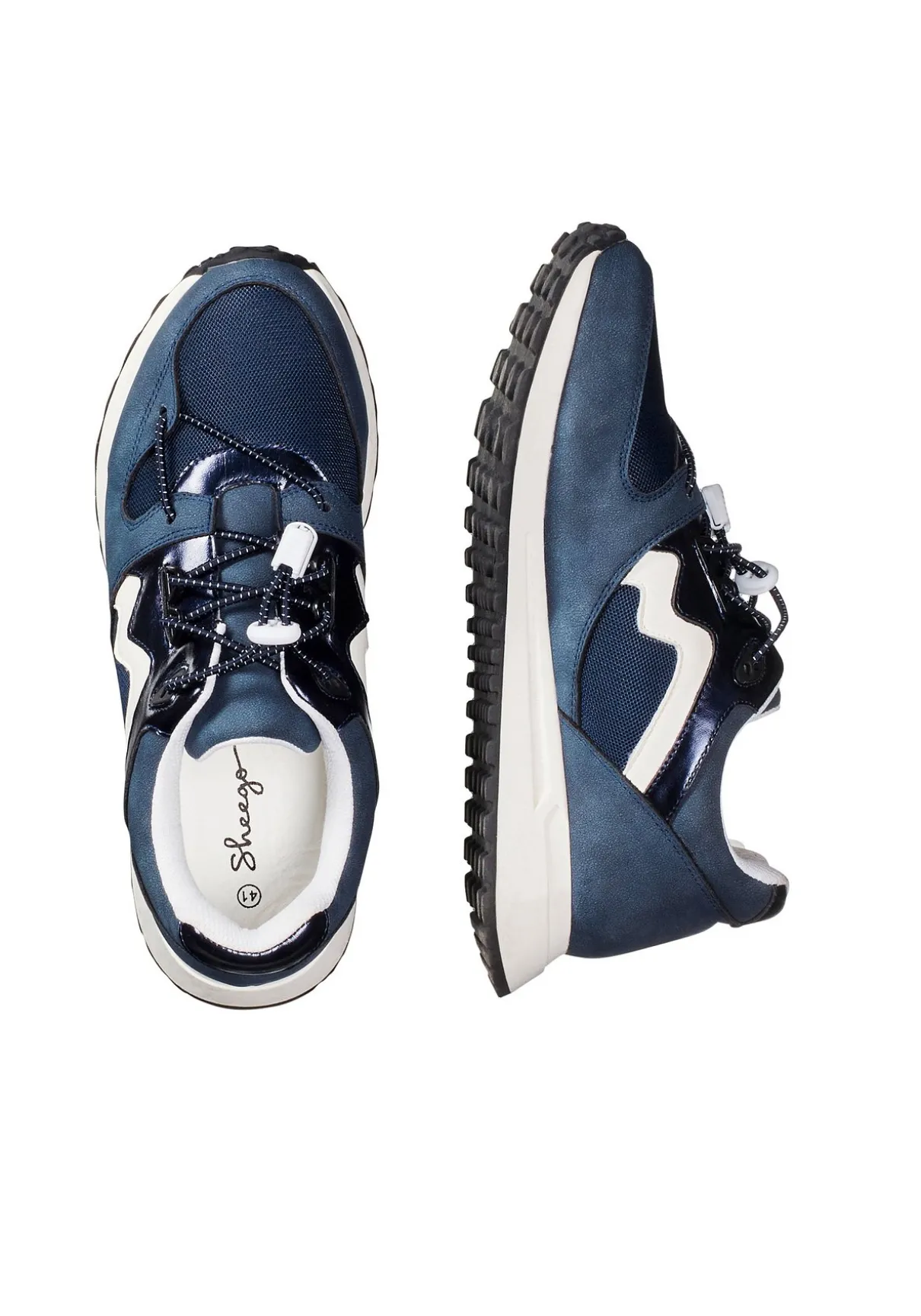 Sneaker mit Details in Glanz- und Veloursoptik