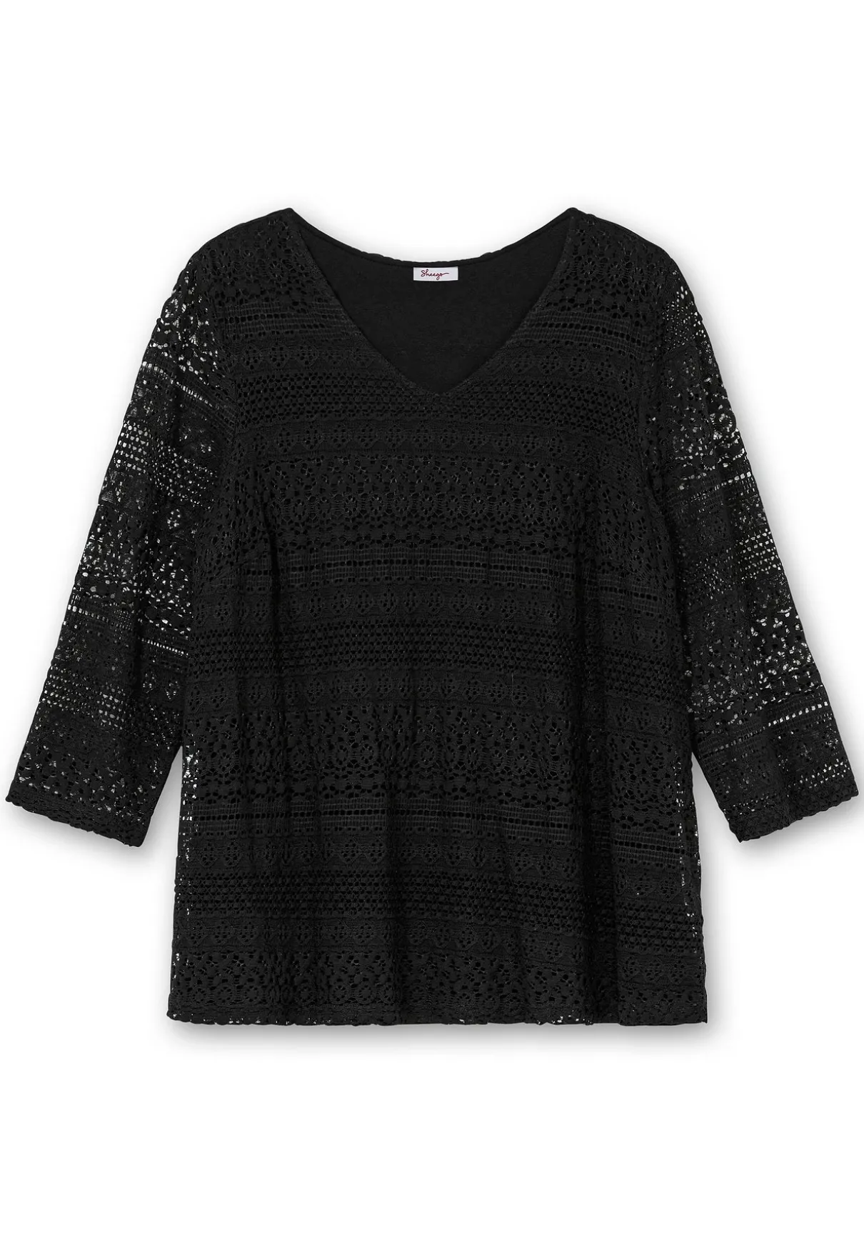 Spitzenshirt in A-Linie und 3/4-Arm