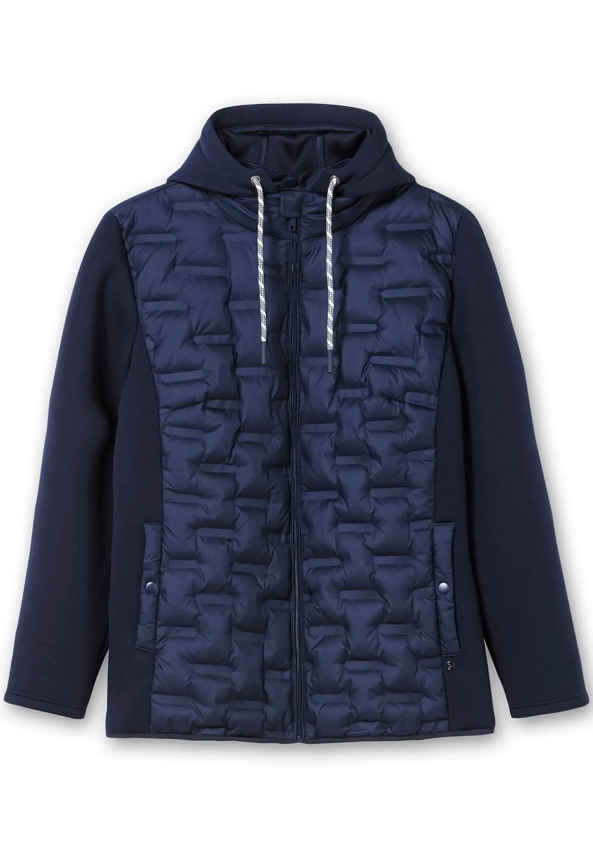 Steppjacke im Materialmix, mit Kapuze