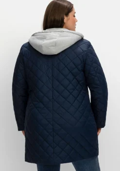 Steppjacke mit Jerseykapuze und 2-Wege-Zipper