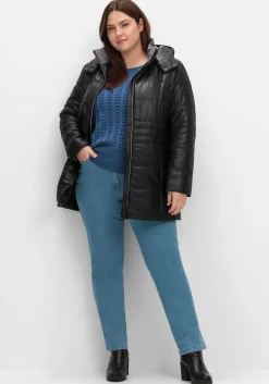 Steppjacke mit Kapuze und Flanell-Details