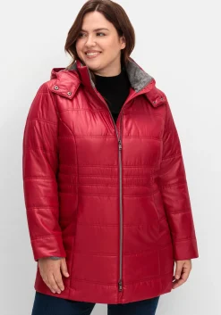 Steppjacke mit Kapuze und Flanell-Details