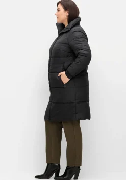 Steppmantel mit hohem Kragen, warm wattiert