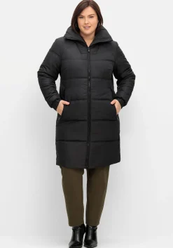 Steppmantel mit hohem Kragen, warm wattiert