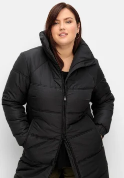 Steppmantel mit hohem Kragen, warm wattiert