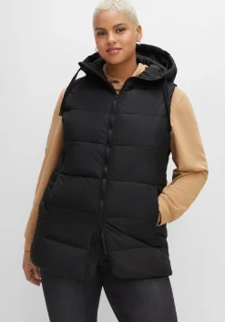 Steppweste in A-Linie, mit Kapuze und 2-Wege-Zipper