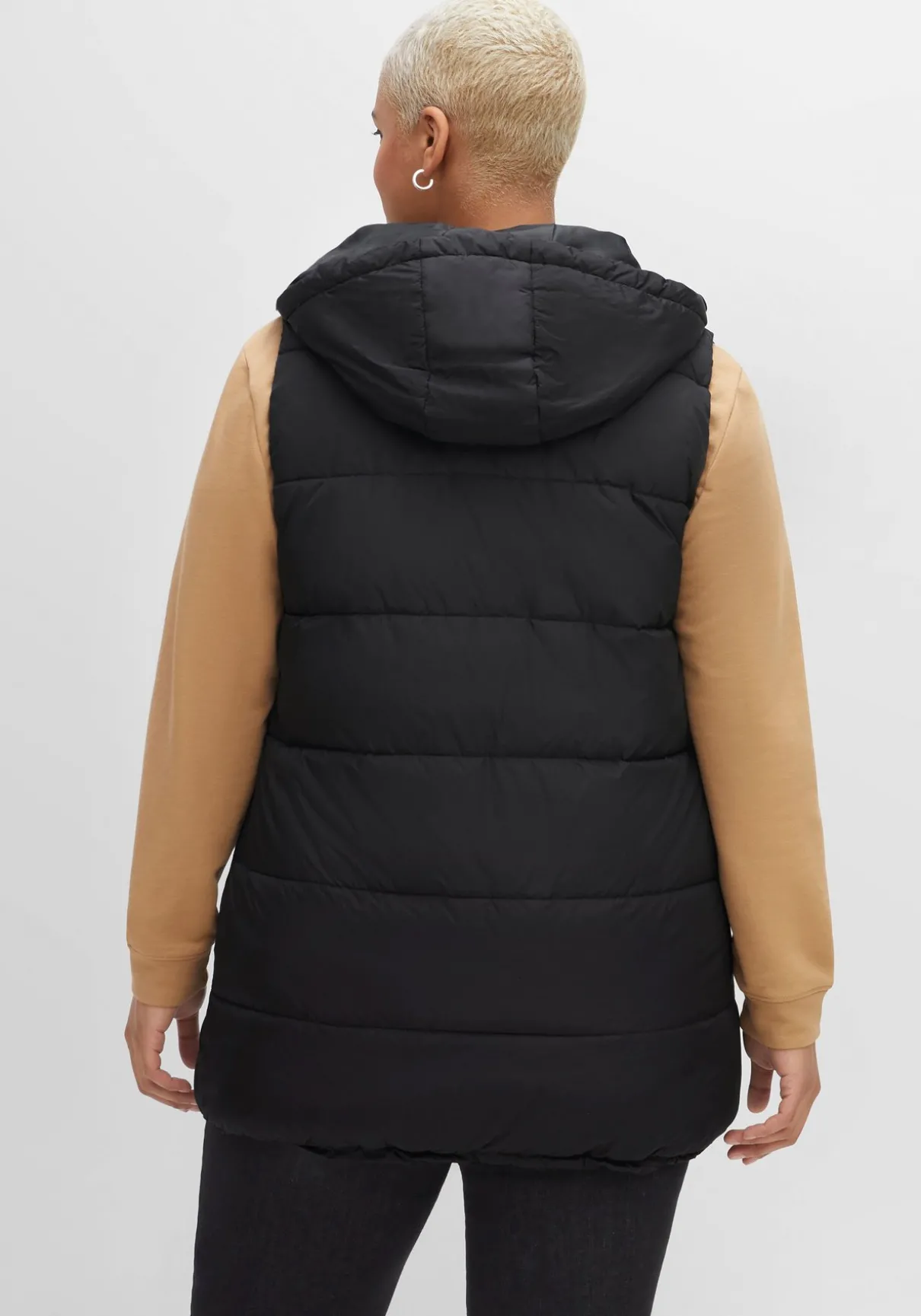 Steppweste in A-Linie, mit Kapuze und 2-Wege-Zipper