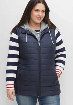 Steppweste in 2-in-1-Optik, mit Einsatz aus Sweat