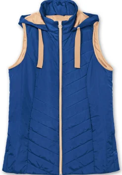 Steppweste mit Kapuze und Kontrastdetails