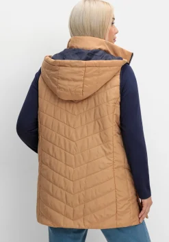 Steppweste mit Kapuze und Kontrastdetails