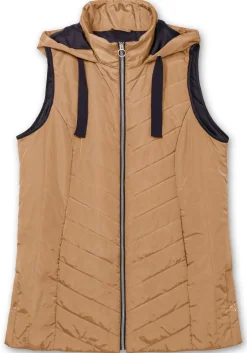 Steppweste mit Kapuze und Kontrastdetails