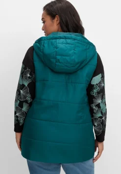 Steppweste mit Kapuze und Glitzer-Details