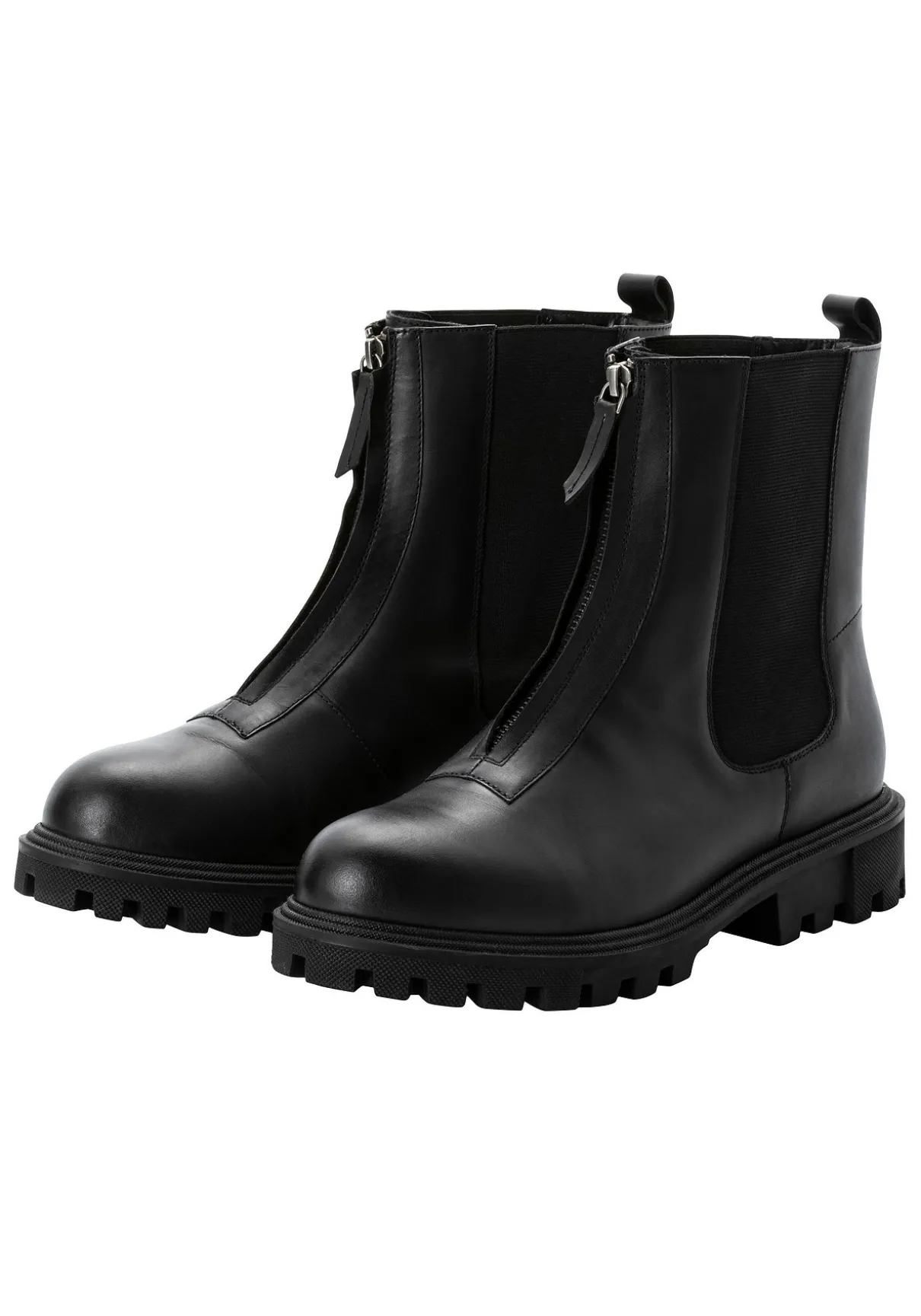 Stiefelette aus Leder, mit Reißverschluss vorn