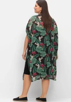 Strandset aus Jerseykleid und offenem Kaftan