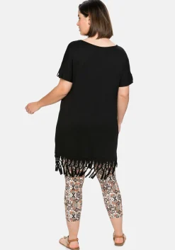 Strandshirt in Longform, mit Fransen am Saum