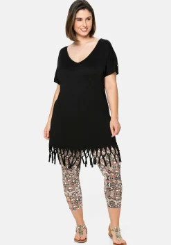 Strandshirt in Longform, mit Fransen am Saum