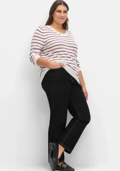 Streifen-Pullover mit Ripp-Abschlüssen