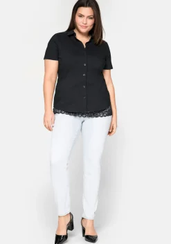 Stretch-Bluse mit kurzem Arm, leicht tailliert