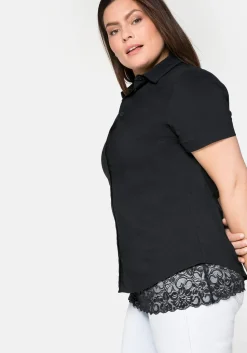 Stretch-Bluse mit kurzem Arm, leicht tailliert