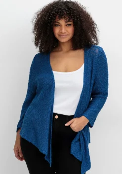 Strickjacke im Häkel-Look, mit zipfeligem Saum