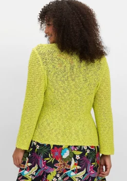 Strickjacke im Häkel-Look, mit zipfeligem Saum