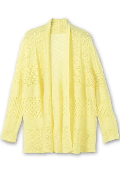 Strickjacke mit Ajourmuster, in offener Form
