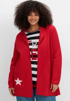 Strickjacke mit Kapuze und Jacquard-Details