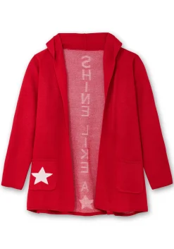 Strickjacke mit Kapuze und Jacquard-Details